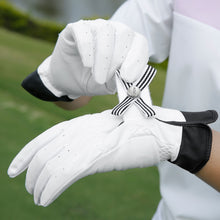 Load image into Gallery viewer, 1Pair Bow Golf Gloves For Women With Removable Mark Sheepskin Self-Adhesive Cloth Non-Slip Sports Full Finger Gloves
