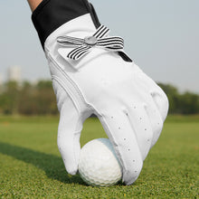 Load image into Gallery viewer, 1Pair Bow Golf Gloves For Women With Removable Mark Sheepskin Self-Adhesive Cloth Non-Slip Sports Full Finger Gloves
