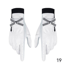 Load image into Gallery viewer, 1Pair Bow Golf Gloves For Women With Removable Mark Sheepskin Self-Adhesive Cloth Non-Slip Sports Full Finger Gloves
