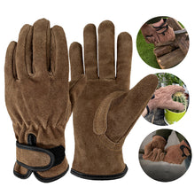 Load image into Gallery viewer, 1 Pair Outdoor Cowhide Protective Gloves Camping Welding Gardening Picking Heavy Lifting Fireproof Anti-Slip Wear Labor Protective Gloves
