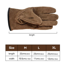 Load image into Gallery viewer, 1 Pair Outdoor Cowhide Protective Gloves Camping Welding Gardening Picking Heavy Lifting Fireproof Anti-Slip Wear Labor Protective Gloves

