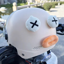 Load image into Gallery viewer, 2Pcs Cute Motorcycle Helmet Decorations For Motocross Full Face Off Road Helmet Sticker Soft Plush Mouth and Big Eyes

