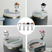 Load image into Gallery viewer, 4PCS Silicone Cowboy Hat Straw Covers Cap Compatible With Stanley Cup Straw Topper Dust Proof Reusable Straw Tip Protector Cap
