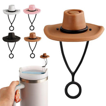 Load image into Gallery viewer, 4PCS Silicone Cowboy Hat Straw Covers Cap Compatible With Stanley Cup Straw Topper Dust Proof Reusable Straw Tip Protector Cap
