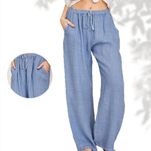 Load image into Gallery viewer, Fashion Full Length Casual Pants for Women Cotton Linen Wide Leg Pants Solid Summer Pants Female Loose High Waist Straight Trous
