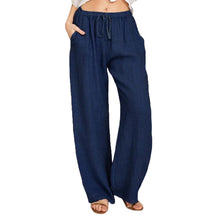 Load image into Gallery viewer, Fashion Full Length Casual Pants for Women Cotton Linen Wide Leg Pants Solid Summer Pants Female Loose High Waist Straight Trous
