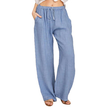 Load image into Gallery viewer, Fashion Full Length Casual Pants for Women Cotton Linen Wide Leg Pants Solid Summer Pants Female Loose High Waist Straight Trous
