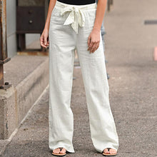 Load image into Gallery viewer, Fashion Full Length Casual Pants for Women Cotton Linen Wide Leg Pants Solid Summer Pants Female Loose High Waist Straight Trous
