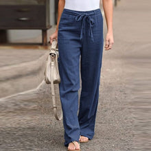 Load image into Gallery viewer, Fashion Full Length Casual Pants for Women Cotton Linen Wide Leg Pants Solid Summer Pants Female Loose High Waist Straight Trous
