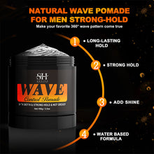 Load image into Gallery viewer, Hair Style Wave Control Pomade Black Men Strong Hold 360 Waves Layered Style Clay Wavy Grease Builder for Hair Silky Shine
