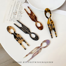 Load image into Gallery viewer, U-Shaped Simple Design Geometric Hair Sticks Acetate Hairpins Tortoiseshell for Women Retro Young Girls Party Jewelry Gifts
