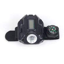 Load image into Gallery viewer, Multifunctional Outdoor Emergency Watch Light With Compass Camping Hike Rechargeable Wrist Light LED Glare Flashlight
