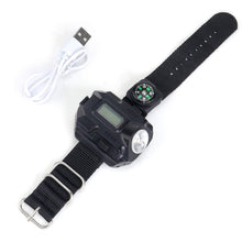 Load image into Gallery viewer, Multifunctional Outdoor Emergency Watch Light With Compass Camping Hike Rechargeable Wrist Light LED Glare Flashlight

