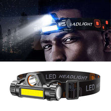 Load image into Gallery viewer, Outdoor Dual Light Source Strong Mini Headlight USB Charging LED Magnetic Working Light For Night Fishing Riding Camping Hiking
