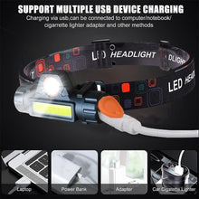 Load image into Gallery viewer, Outdoor Dual Light Source Strong Mini Headlight USB Charging LED Magnetic Working Light For Night Fishing Riding Camping Hiking
