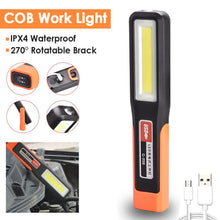 Load image into Gallery viewer, Portable LED Work Light With Magnet And Hook USB Rechargeable Flashlight For Car Repair Outdoor Camping
