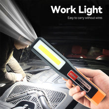 Load image into Gallery viewer, Portable LED Work Light With Magnet And Hook USB Rechargeable Flashlight For Car Repair Outdoor Camping
