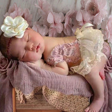 Load image into Gallery viewer, 2Pcs/Set Dusty Pink Newborn Girl Photo Shooting Outfits Cute Baby Lace Romper Infant Photography Props
