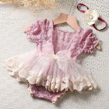 Load image into Gallery viewer, 2Pcs/Set Dusty Pink Newborn Girl Photo Shooting Outfits Cute Baby Lace Romper Infant Photography Props
