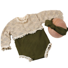 Load image into Gallery viewer, 2Pcs/Set Newborn Green Lace Romper Jumpsuit Rabbit Headband Set Baby Boy Girl Photography Clothes
