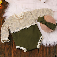 Load image into Gallery viewer, 2Pcs/Set Newborn Green Lace Romper Jumpsuit Rabbit Headband Set Baby Boy Girl Photography Clothes
