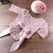 Load image into Gallery viewer, 2Pcs/Set Newborn Photoshoot Props Infant Lace Photography Outfit with Headband Studio Prop Lace Romper Infant Photography Props
