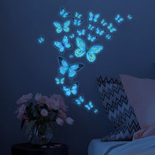 Load image into Gallery viewer, Luminous Blue Butterfly Wall Stickers Decor Butterflies for Bedroom Living Room Decoration Girls Room Wall Decals Daughter Room Wallpaper PVC Murals
