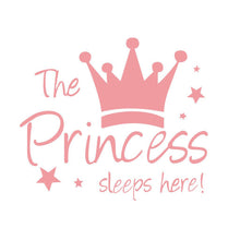 Load image into Gallery viewer, Baby Wall Sticker Crown Mural Background Kids Living Room Removable Decal The Prince Sleep Here Princess Bedroom Decor
