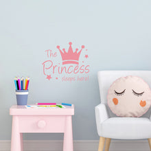 Load image into Gallery viewer, Baby Wall Sticker Crown Mural Background Kids Living Room Removable Decal The Prince Sleep Here Princess Bedroom Decor
