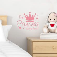 Load image into Gallery viewer, Baby Wall Sticker Crown Mural Background Kids Living Room Removable Decal The Prince Sleep Here Princess Bedroom Decor

