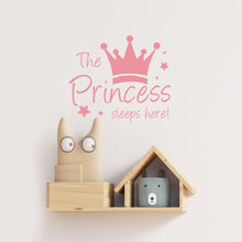 Load image into Gallery viewer, Baby Wall Sticker Crown Mural Background Kids Living Room Removable Decal The Prince Sleep Here Princess Bedroom Decor
