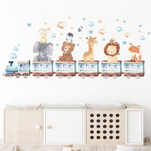 Load image into Gallery viewer, Baby Room Wall Stickers Cartoon Animal Train Elephant Giraffe Wall Decals for Kids Room Nursery Room Bedroom Decals Wallpapper
