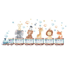 Load image into Gallery viewer, Baby Room Wall Stickers Cartoon Animal Train Elephant Giraffe Wall Decals for Kids Room Nursery Room Bedroom Decals Wallpapper

