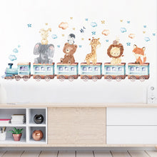 Load image into Gallery viewer, Baby Room Wall Stickers Cartoon Animal Train Elephant Giraffe Wall Decals for Kids Room Nursery Room Bedroom Decals Wallpapper
