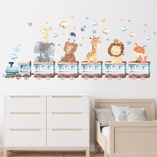 Load image into Gallery viewer, Baby Room Wall Stickers Cartoon Animal Train Elephant Giraffe Wall Decals for Kids Room Nursery Room Bedroom Decals Wallpapper
