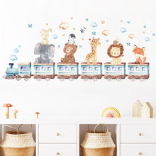 Load image into Gallery viewer, Baby Room Wall Stickers Cartoon Animal Train Elephant Giraffe Wall Decals for Kids Room Nursery Room Bedroom Decals Wallpapper
