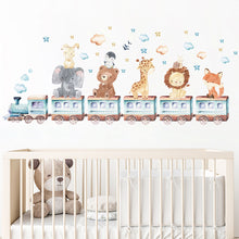 Load image into Gallery viewer, Baby Room Wall Stickers Cartoon Animal Train Elephant Giraffe Wall Decals for Kids Room Nursery Room Bedroom Decals Wallpapper
