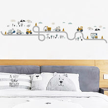 Load image into Gallery viewer, Cartoon Wall Stickers for Boys Room Decoration Traffic Track Cars Truck Tractor Bulldozer Wall Decals for Bedroom Nursery Room
