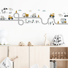 Load image into Gallery viewer, Cartoon Wall Stickers for Boys Room Decoration Traffic Track Cars Truck Tractor Bulldozer Wall Decals for Bedroom Nursery Room
