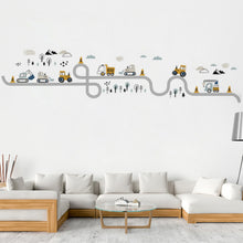 Load image into Gallery viewer, Cartoon Wall Stickers for Boys Room Decoration Traffic Track Cars Truck Tractor Bulldozer Wall Decals for Bedroom Nursery Room
