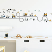 Load image into Gallery viewer, Cartoon Wall Stickers for Boys Room Decoration Traffic Track Cars Truck Tractor Bulldozer Wall Decals for Bedroom Nursery Room

