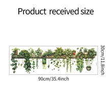 Load image into Gallery viewer, Green Dill Leaves Hanging Basket Wall Stickers Bedroom Living Room Wall Beautification Green Plant Decor Courtyard Wall Decals
