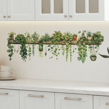 Load image into Gallery viewer, Green Dill Leaves Hanging Basket Wall Stickers Bedroom Living Room Wall Beautification Green Plant Decor Courtyard Wall Decals
