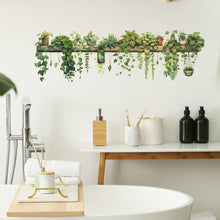 Load image into Gallery viewer, Green Dill Leaves Hanging Basket Wall Stickers Bedroom Living Room Wall Beautification Green Plant Decor Courtyard Wall Decals
