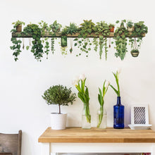 Load image into Gallery viewer, Green Dill Leaves Hanging Basket Wall Stickers Bedroom Living Room Wall Beautification Green Plant Decor Courtyard Wall Decals
