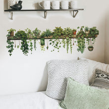 Load image into Gallery viewer, Green Dill Leaves Hanging Basket Wall Stickers Bedroom Living Room Wall Beautification Green Plant Decor Courtyard Wall Decals
