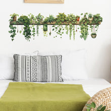 Load image into Gallery viewer, Green Dill Leaves Hanging Basket Wall Stickers Bedroom Living Room Wall Beautification Green Plant Decor Courtyard Wall Decals
