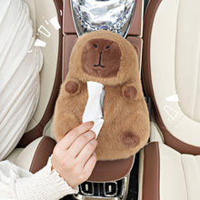 Load image into Gallery viewer, Capybara Car Tissue Boxes Plush Car Backseat Hanging Tissue Bag Box Plush holder cover Auto Toys Interior Decoration Accessories
