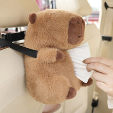 Load image into Gallery viewer, Capybara Car Tissue Boxes Plush Car Backseat Hanging Tissue Bag Box Plush holder cover Auto Toys Interior Decoration Accessories
