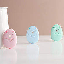 Load image into Gallery viewer, 50pcs/set Travel Paper Soaps Portable Disposable Cleaning Soap Paper Cartoon Travel Paper Cute Bear Paper Soap Tablets for Travel
